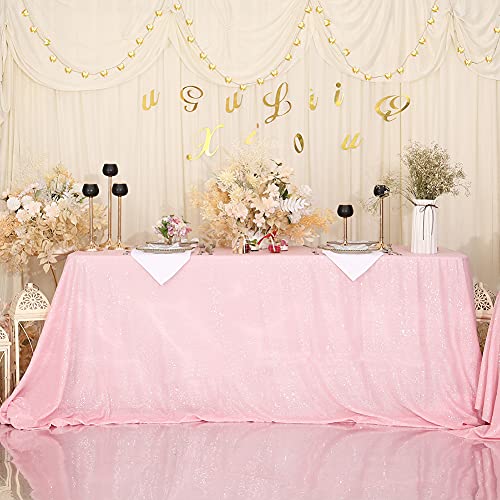 Eternal Beauty Pink Tablecloth, 50x80 Inch Sequin Rectangle Table Cover for Mother's Day Cake Dessert Exhibition Party Birthday Events by Eternal Beauty - Used condition - US$9.80