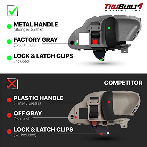 T1A Interior Pair Of Left Driver’s And Right Passenger’s Front Or Rear Door Handle Compatible With Chevy 1995-2000 K1500 Silverado, Fits Suburban, Gmc Yukon And Tahoe, Gray 15708043 15708044 #TOP1