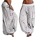 Maiyifu-GJ Women's Printed Wide Leg Palazzo Pants Loose Fit Casual Beach Harem Trousers Summer Soft Baggy Lounge Pant (White,Small)