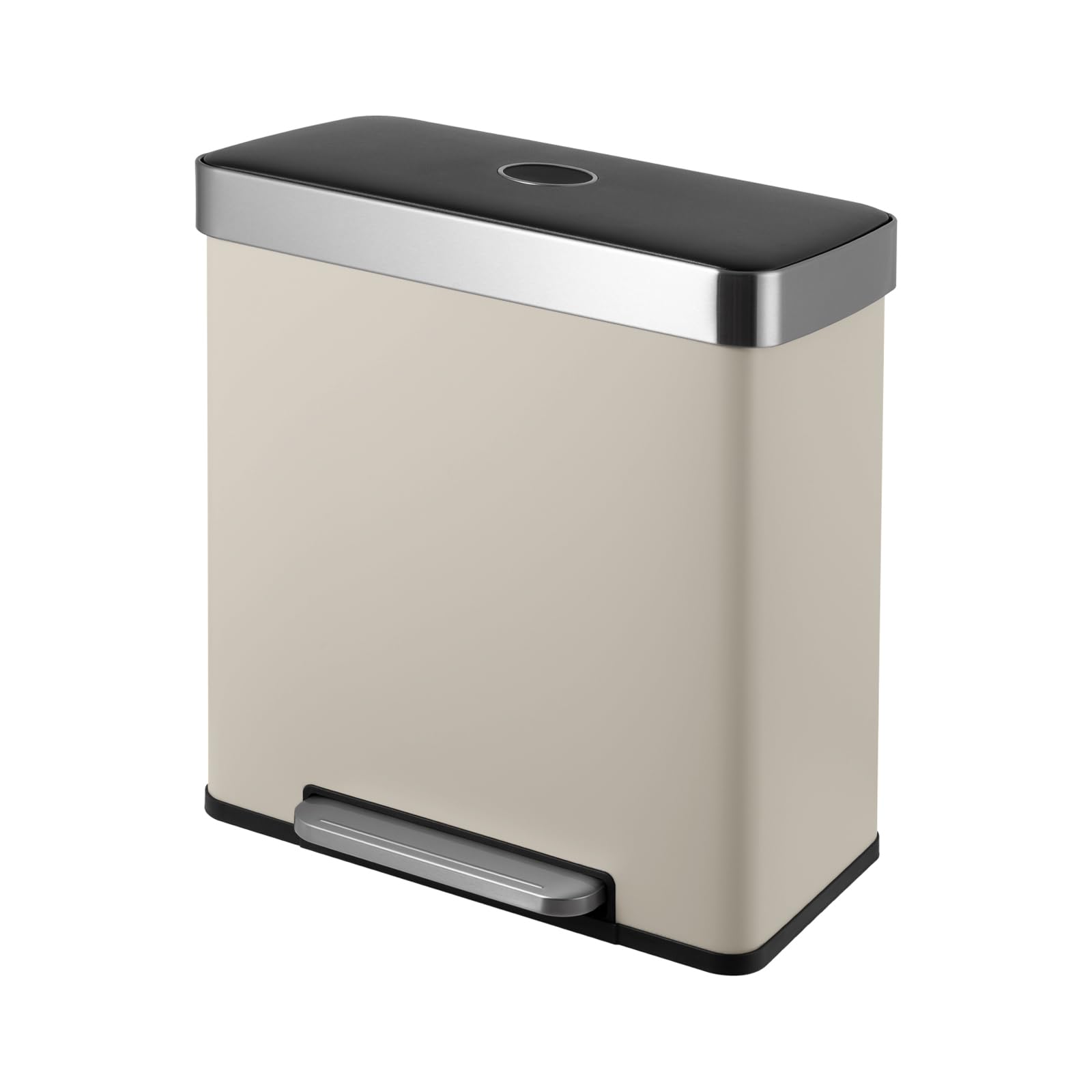 SVITA LT2X30 Mülleimer 60l Treteimer Tretmülleimer Abfalleimer 2 Fächer freistehend mit Deckel inkl. Inneneimer Taupe
