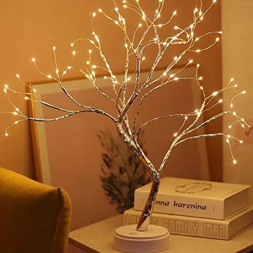 Yiliaw 20" Tabletop Bonsai Tree Light With 108 Led Copper Wire String Lights, Touch Switch,Diy Artificial Tree Lamp,Usb Or Battery Powered, For Bedroom Desktop Christmas Party Indoor Decoration Lights #TOP1