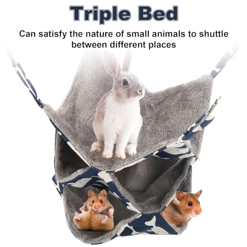 FRIUSATE 2 Pcs Guinea Pig Hammock Set, 3 Tier Small Pet Hanging Hammock with Tunnel Bed Hideout Small Animal Cage Accessories for Hamster, Sugar Glider, Guinea Pig, Ferret, Squirrel, Chinchilla, Rat - Image 6