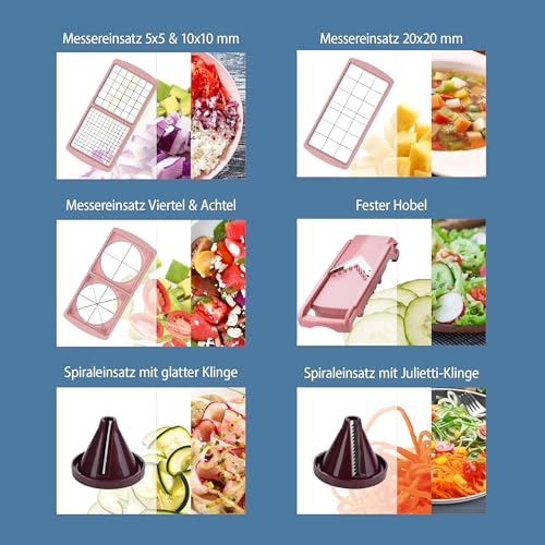 Genius Nicer Dicer Fusion Smart Set 16 Teile - Gemüseschneider & Spiralschneider zum Gemüse schneiden mit Twist, Slicer, Julietti aus TV-Werbung - Ideal als Chopper Gemüsehobel 5