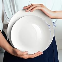 Vista 7 de YFWOOD Juego de 6 platos llanos de cerámica, juego de vajilla de cocina de 10.5 pulgadas, vajilla redonda contemporánea de porcelana, apta