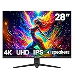 CRUA 28.2″ 4K IPS UHD Monitor 3840×2560, 120% sRGB, 60Hz/75Hz, HDR, Dark Balance, FreeSync&G-Sync, DC Dimming, Built-in Speakers, Tilt/Wall Mount Design – Premium Black Entertainment & Office Monitor