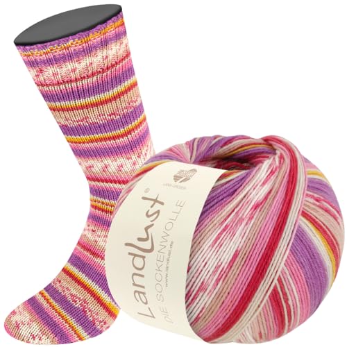 LANA GROSSA Landlust die Sockenwolle | Garn aus Merinowolle in verschiedenen Farben | Handstrickgarn aus 80% Schurwolle (Merino) & 20% Polyamid | 100g Wolle zum Stricken & Häkeln | 420m Garn FB315