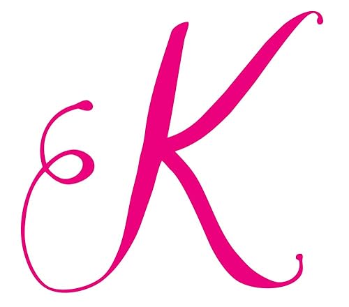 Cursive Script Letters for Personalized Custom Name Wall Decals, Capital Letter K (Pink)