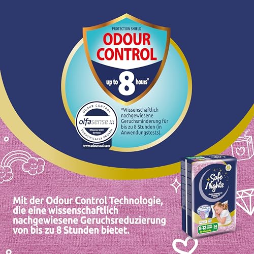 Babylino Safe Nights Girl, Höschen für die Nacht für Mädchen von 8-13 Jahren (30-48 kg), 14 Stück