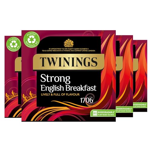 Twinings 1706 Strong Breakfast 80's (Pack of 4, Total 320 Tea Bags)