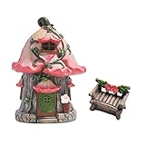 Exasinine 2Pcs Fairy Garden Decor House Kit Fairy House Exquisite Resin Garden Cottage Figurines for Fairy Garden Miniature Moss Landscape DIY Ornament Accessories Home Décor