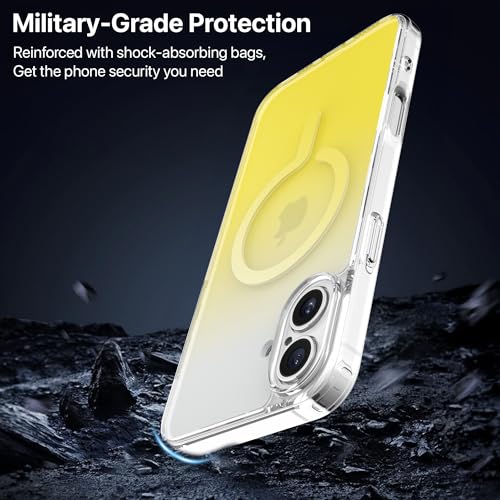 Image of eller sante Maven Magpro Back Cover Case for iPhone 16 Plus Scratch Resistant Camera Screen Protector TPU Shockproof 10ft Drop Protection Support Mag-Safe Wireless Charging- Light Yellow