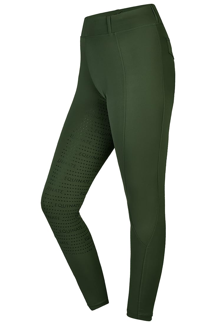 Equinate Leggings de equitación para mujer Myla, cómodos pantalones de equitación con ribete completo, para teléfono móvil y trabillas para cinturón, transpirables, elásticos, antideslizantes