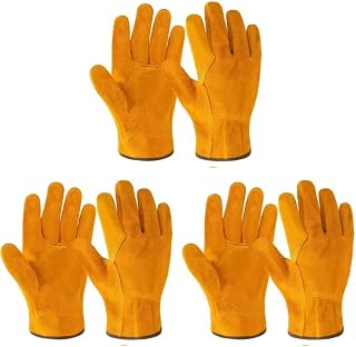 Cow Split Leather Work Gloves, 10-Inch, Heavy Duty Safety Gloves for Construction, Farming, Gardening, Industrial Use