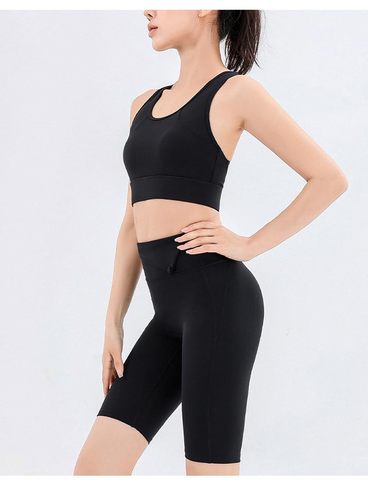 DAISHA LTD Women's High Waisted Tummy Control Shapewear Workout Pants Biker Shorts. Butt Lifting Short Athletic Leggings Black