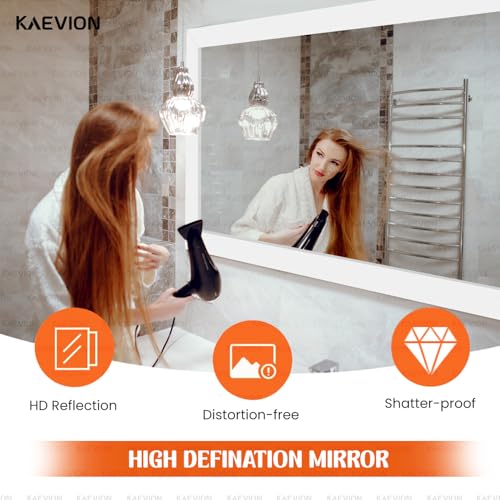 Image of White Framed Bathroom Wall Mirror, 36 inch x 19 inch Wall Mounted Rectangle Mirror with 5mm HD Shatterproof Glass, Vertical & Horizontal Hanging Vanity Mirror for Bedroom, Living Room, Entryway