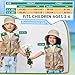 Ramede Kids Safari Explorer Vest and Hat Explorer Costume for Fishing Adventure Camping Boy Girls Cosplay(Green,Classic)