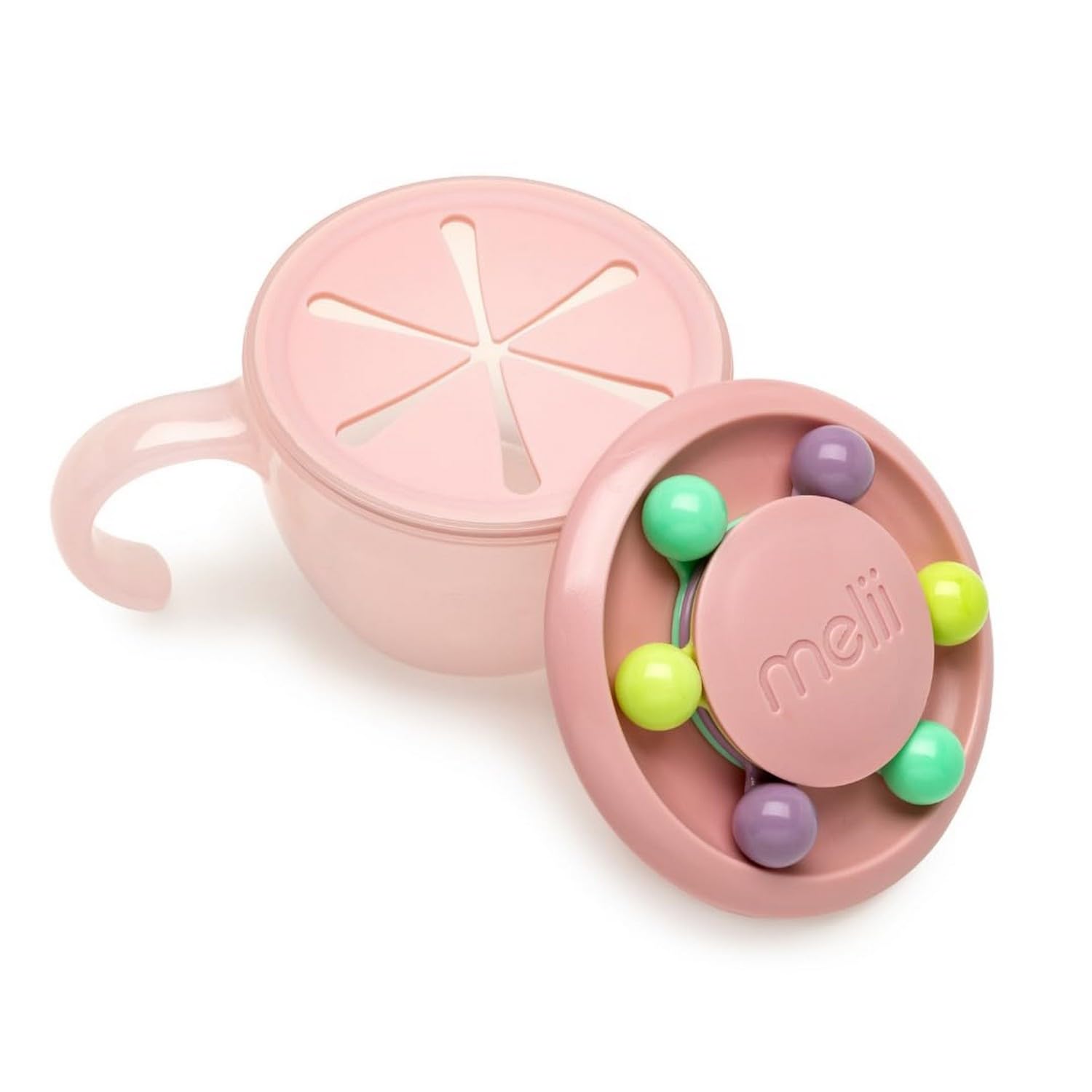melii Abacus Snack Container for Kids Toddlers and Baby with Removable Food Trap (Pink),1 Count-image-47