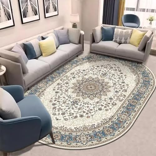 Tapis ovale pour salon 180x250 cm en flanelle lavable rétro - 2