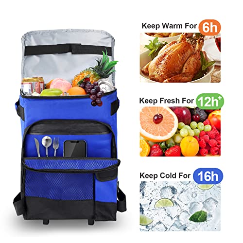 Rolling Cooler With Wheels - 48 Cans Ice Chest With Wheels, Leakproof Collapsible Soft Large Rolling Cooler With Wheels And Handle For Beach Camping Patio Road Trip Outdoor #TOP3