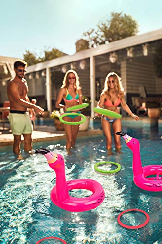 90Shine B07FCBS3XG 2 Pcs Flamingo Inflatable Ring Toss Game thumb #1