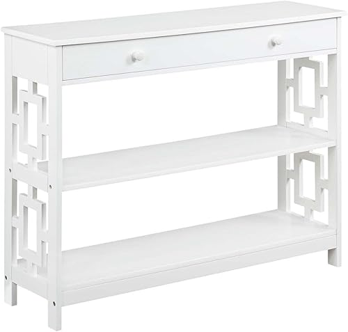 Convenience Concepts Town Square - Mesa consola con 1 cajón, color blanco