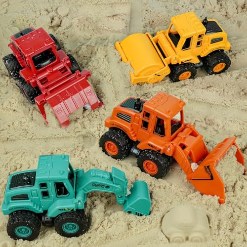 Beestech Construction Toys for 3 Years Old Boys Girls Kids, Friction Powered Construction Truck Toys Vehicles Sand Toys Trucks Excavator, Bulldozer, Road Roller (Colorful 4 Pack) - Thumbnail 5