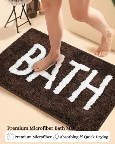 Image of Bathmat 1200 GSM Microfiber Machine Washable and Quick Dry Bathroom Mats for Bathroom /Kitchen /Home /Office /Bathroom /Entrance (38cm x 58cm, Pack of 1) Coffee