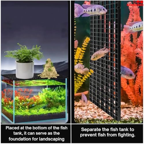Image of Premier Plants 6MM Acrylic Aquarium Fish Tank Lid Cover Support Clip Clamp for Rimless Aquarium And Glass Top, Plastic Fish Tank Cover, Aquarium Hoods 6 Pieces (Black 2 Pcs Grid Divider & 6 Pieces 6 MM Holder)