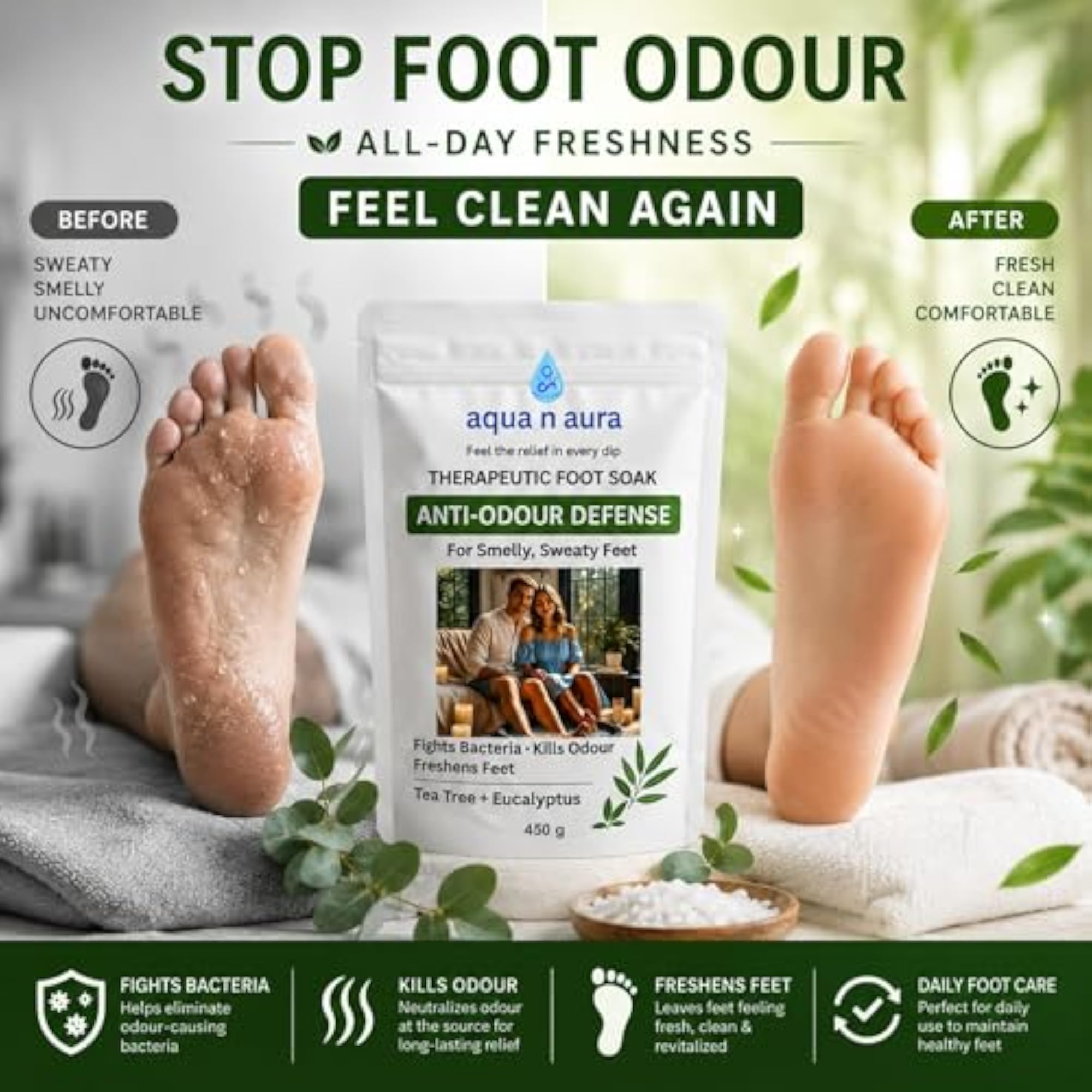 Therapeutic Anti-Odour Foot Soak with Tea Tree & Eucalyptus