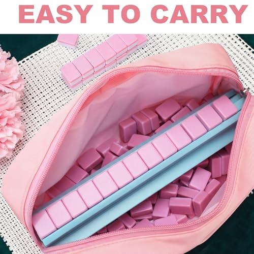 Soulchen Mini American Mahjong Tile Set Include 160 0.8 Inch Mahjong Tiles 2 Dice 4 Wooden Rulers 1 Accessory Bag 4 Beginner Rule Cards(Pastel) - Image 5