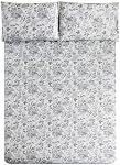 Home Beyond & HB Design - Ensemble imprimé de feuille de lit Queen - 3-Piece Feuille de lit en microfibre sans ride super souple avec poche profonde - Facile à prendre en charge - Floral gris
