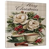 Thème et éléments de design : célébrez Noël avec cette œuvre d'art représentant des magnolias, des bâtons de cannelle et des tasses à thé, incarnant la chaleur et la fête.