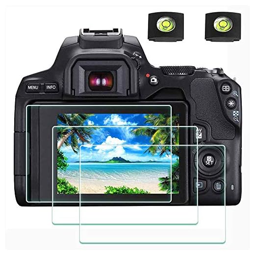 EOS 250D skärmskydd tillämpligt för Canon EOS 250D DSLR-kamera och varmskoskydd [2+3Pack], ULBTER 0,3 mm 9H hårdhet härdat glas Flim anti-skrapning anti-fingeravtryck