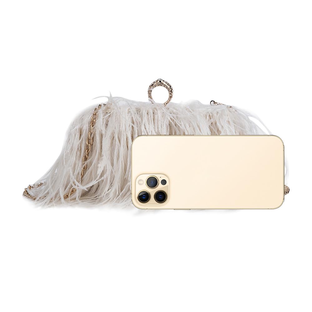 Donne Struzzo Piuma Borsa Tote Bag Crossbody Spalla Soffice Borsa Del Partito Borsa Da Sera per Anniversario di Nozze