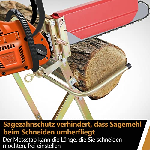 Sägebock von Herrselsam mit Kettensägenhalterung und Kettenschutz