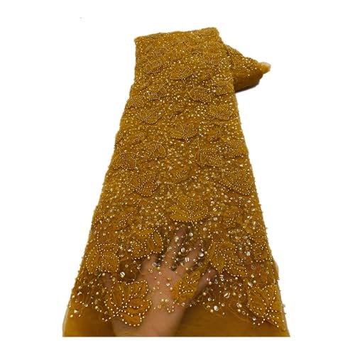 Dentelle à paillettes perlées or 5 yards broderie haut de gamme