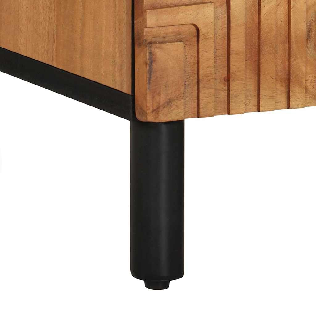 Mueble bajo para TV (madera maciza, mango marrón, 100 x 33 x 46 cm) | Elegante mueble de TV para sala de estar y dormitorio con amplio espacio de almacenamiento y elegantes cajones de madera.