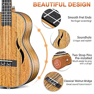 Vangoa 23 pouces Ukulélé de Concert Bois de Noyer Hawaii Ukulélé Acoustique pour Débutants Adultes avec Sac, Naturel - Les Beatles, Paul McCartney, John Lennon, RIngo Starr, George Harrison Vangoa 23 pouces Ukulélé de Concert Bois de Noyer Hawaii Ukulélé Acoustique pour Débutants Adultes avec Sac, Naturel – Image 4