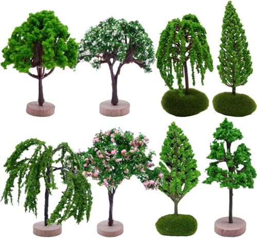 HOMSFOU Realistic Tree Model 8Pcs Miniature Architectural Model Trees for Sand Table Layout Mini...