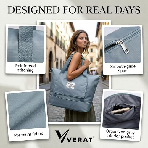 Image of 41L Expandable Travel Duffle Bag for Women | Waterproof Nylon Foldable Travel Bag | Overnight Luggage Handbag with Wet Pocket | Lightweight Carry-On Gym & Weekend Bag for Ladies (Blue)