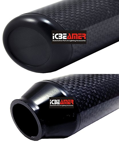 Icbeamer Black Aluminum W/Carbon Fiber 3.25" Shift Knob, Tall Fit Automatic And 4, 5 And 6 Speed Manual Transmission Vehicles, Interior Car Gear Lever Stick Shift Handle Automotive Replacement Parts #TOP1