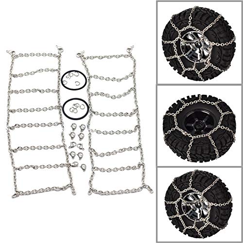 2Pcs Metal Snow Anti-Slip Tires Metal Steel Chain For 1/10 Rc Rock Crawlertrx-4 Trx4 Axial Scx10 90046 #TOP5
