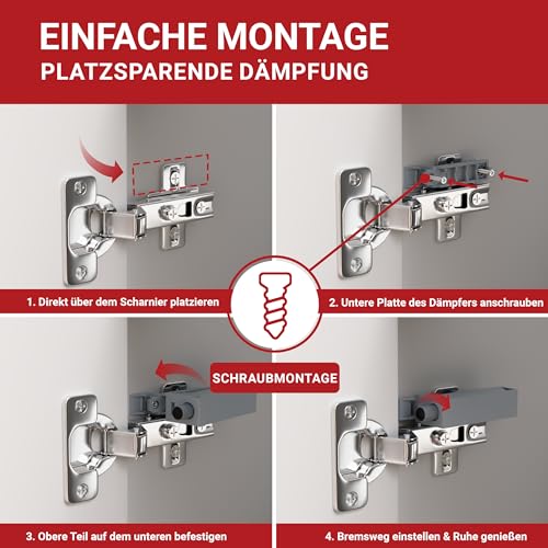 LouMaxx Softclose Türdämpfer 5er Set Schranktür Dämpfer in Grau – Softclose Türdämpfer Schrank zum einfachen Softclose nachrüsten von Schranktüren – für sanftes Schranktürschließen
