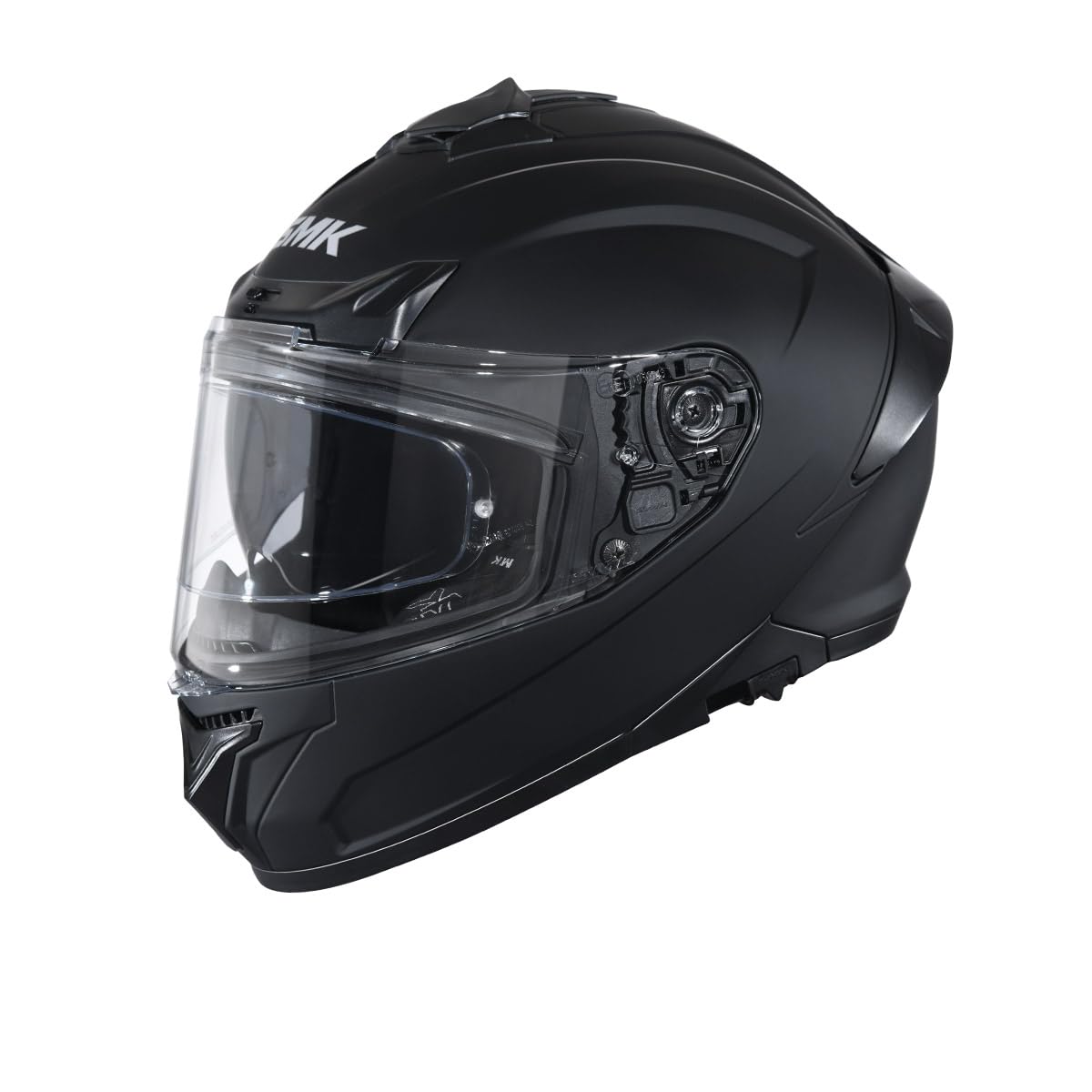 SMK Typhoon Solid ISI ECE & DOT Certified Full Face Dual Visor Helmet for Men and Women with Pinlock Fitted Clear Visor and Inner Sun Visor - L - MATT BLACK