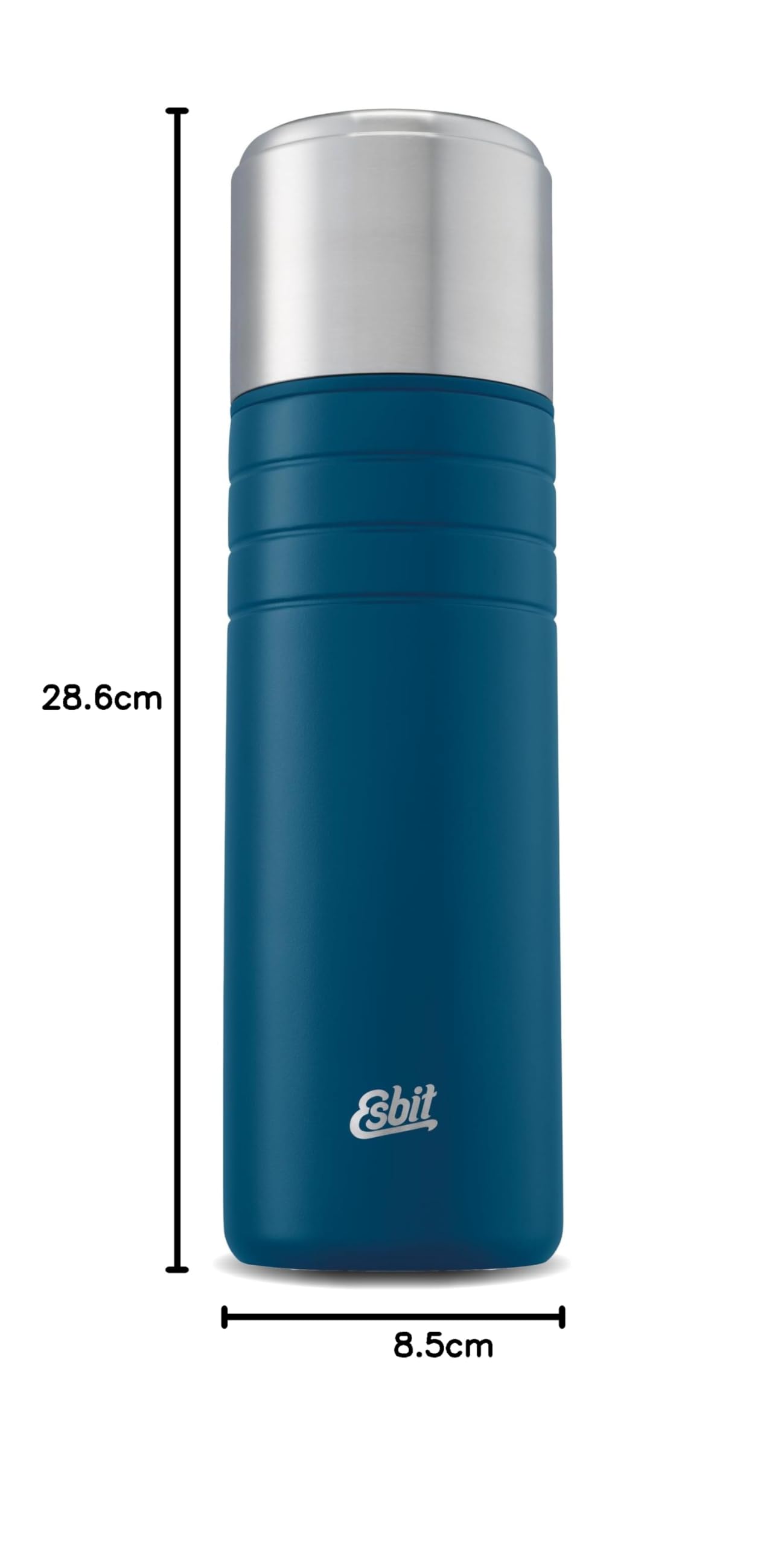 Esbit Isolierflasche Majoris mit Becher - Trinkflasche 1000 ml aus Edelstahl in Polar Blue - für warme und kalte Getränke