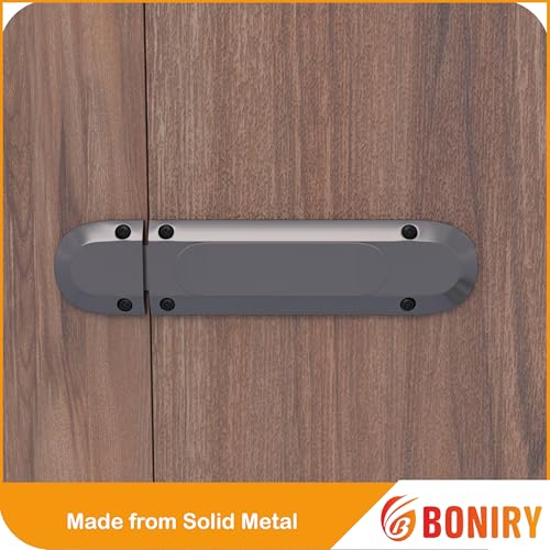 Image of Boniry Door Latch Lock | Solid Metal Door Stopper for Bathroom, Home, Office | Easy Install, Smooth Sliding, Heavy Duty Latch (4, Satin Black)