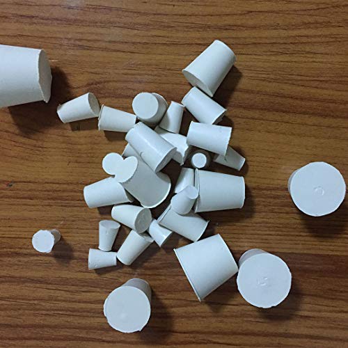 30 Packs (10 Assorted Sizes) 000#-7# Solid Rubber Stoppers White Lab Plug Solid Rubber #TOP5