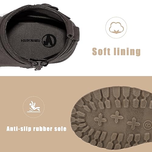 HOMEHOT Girls Ankle Boots Suede Leather Side Zipper Low Heels short (toddler/littile kids)3