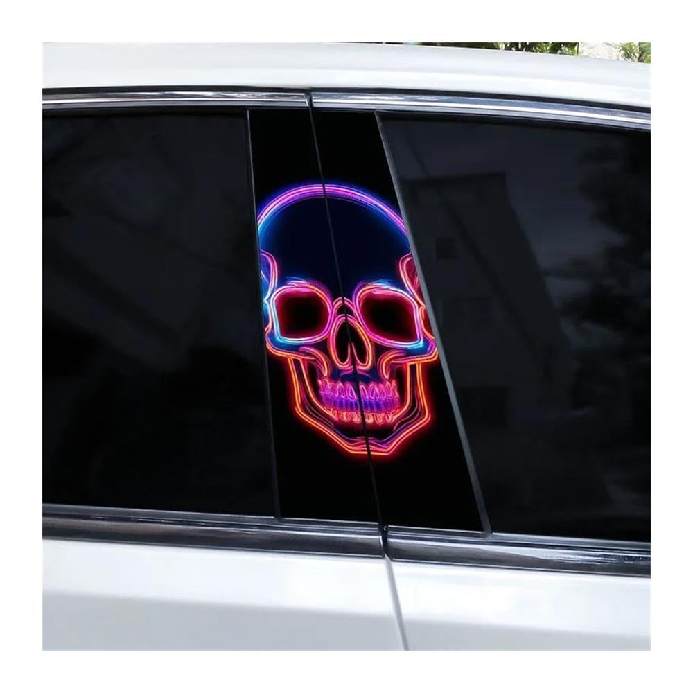 Body Parts 1pair Cool Skull Car B-Pillar Decoration Sticker Vinyl Cover Scratch Decal(Type A)