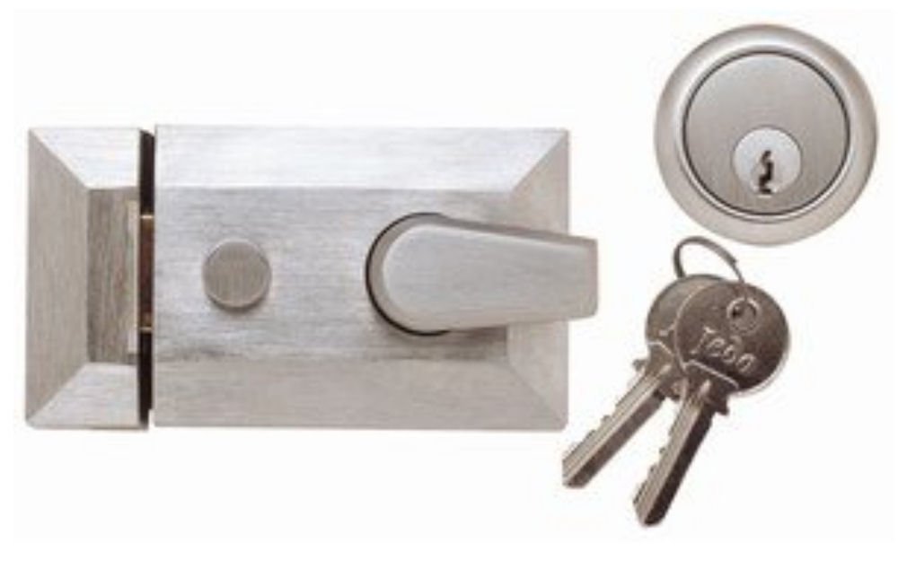 Jedo/Frelan Cylinder Nightlatch Narrow 40mm Backset Satin Chrome